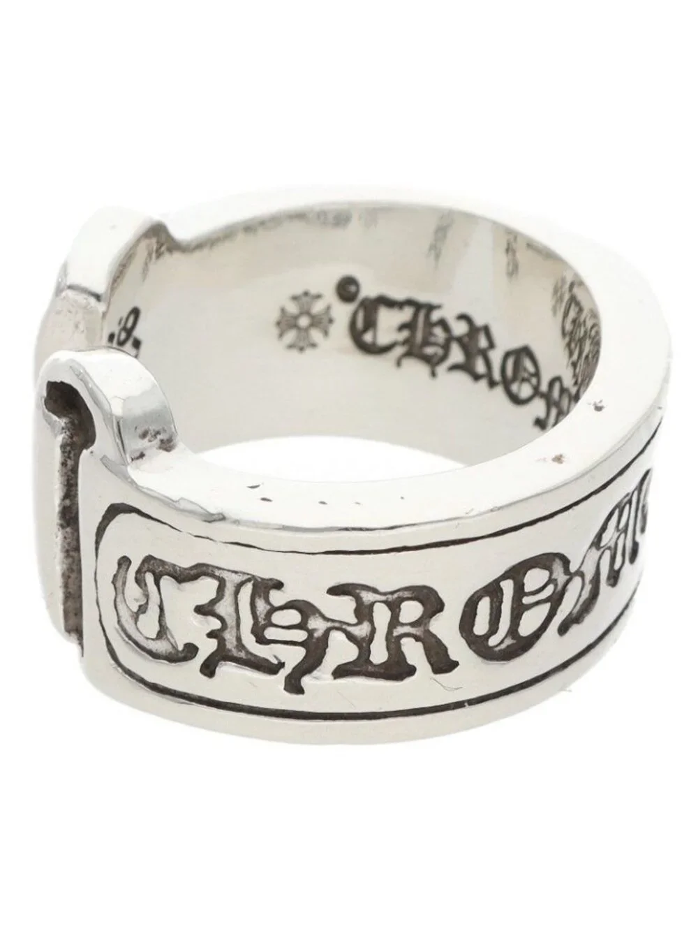 Chrome Hearts LG Scroll Label Large Silver Ring